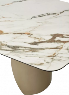 Кухонный стол Bronte 220, KL-188, Контрастный мрамор матовый, итальянская керамика, каркас Шампань