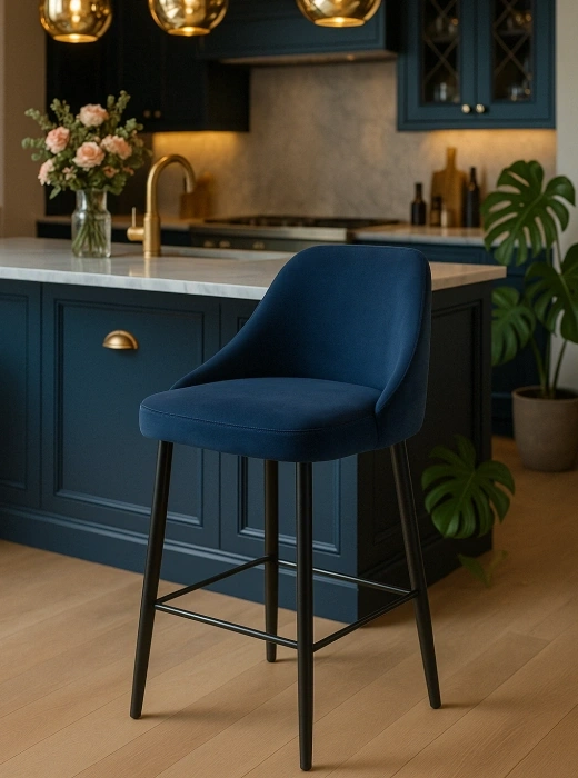 Полубарный стул Джама, темно-синий / черный матовый
