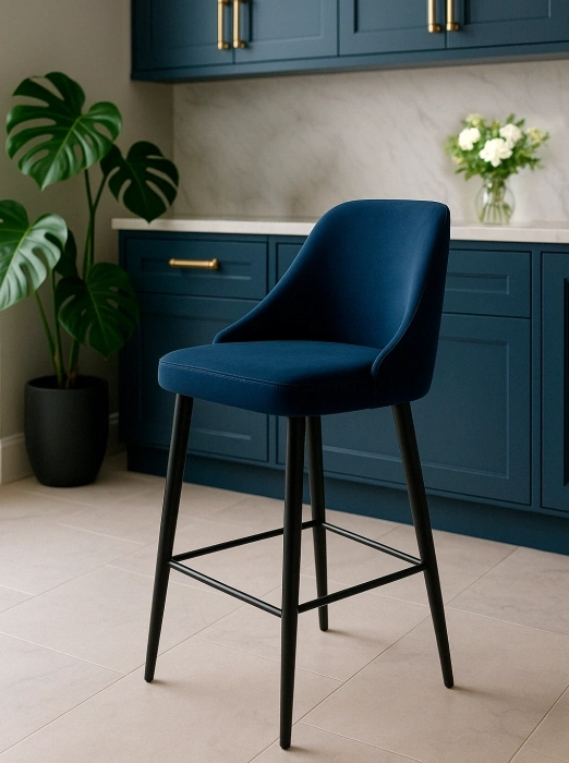 Полубарный стул Джама, темно-синий / черный матовый