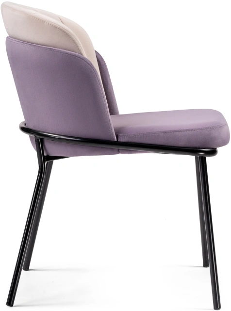 Стул Сиолим, мягкий, сливовый / кремовый / черный глянец