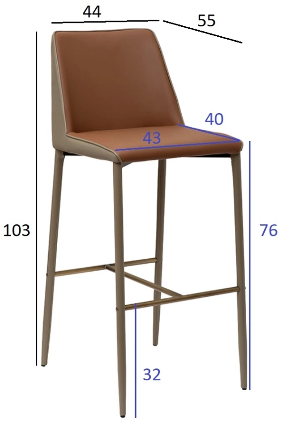 Барный стул 163YH-16995, экокожа, терракота / бежевый