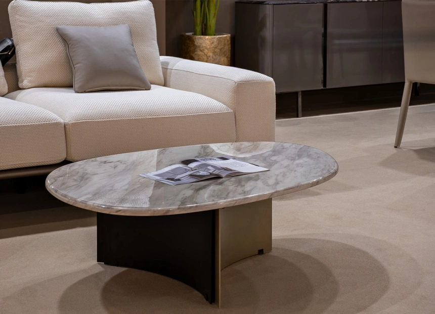 Журнальный стол 58DB-B19325STOL/ZH, 120x81x35, МДФ, белый мрамор / черный