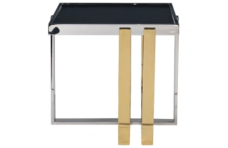 Журнальный стол 47ED-20920, 55x55x55, стекло, черный / хром/ золото