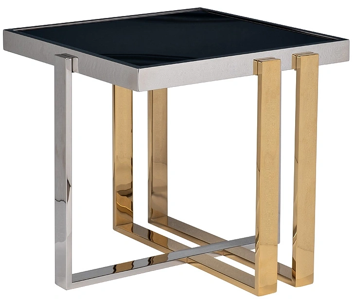 Журнальный стол 47ED-20920, 55x55x55, стекло, черный / хром/ золото