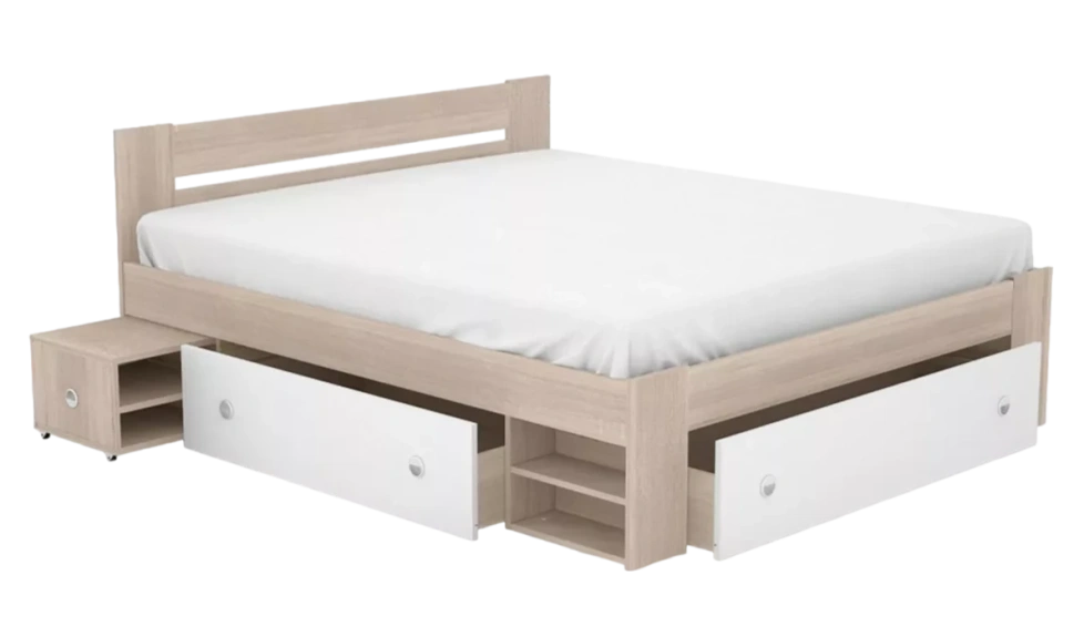 Кровать Стелла 160, Дуб сонома/Белый