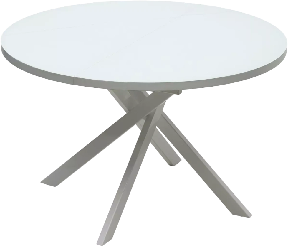 Кухонный стол раздвижной Орсон D120, Белый, глянец, стекло, белый каркас