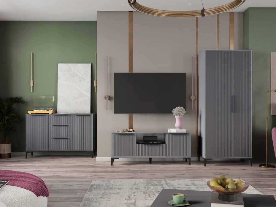 Модульная гостиная Иадама, комплектация 1, графит / графит софт 