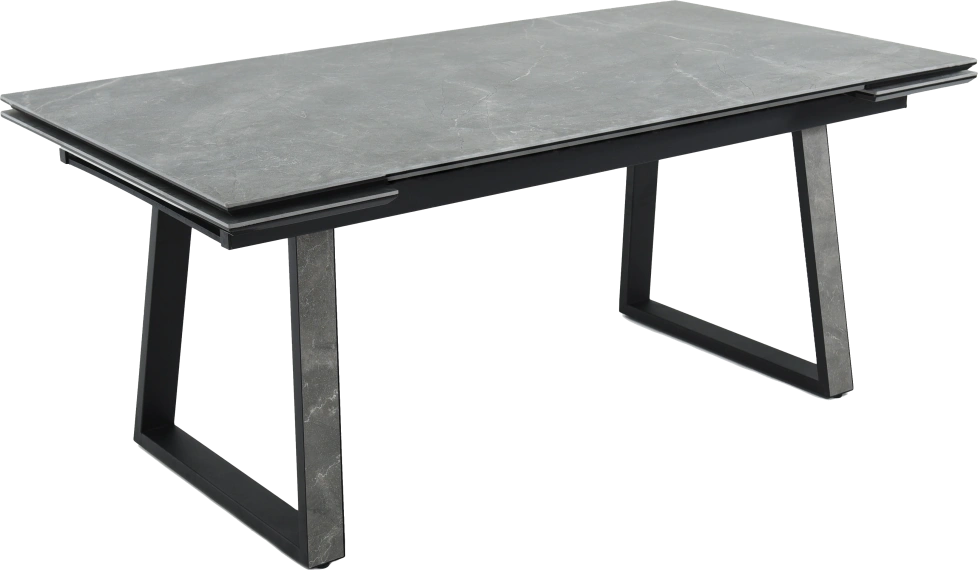 Кухонный обеденный стол Monaco, раздвижной 180, серый, Quadro Bayona Grey natural, черный каркас 