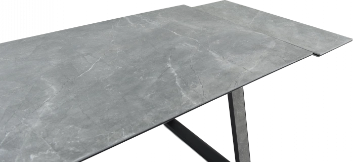 Кухонный обеденный стол Monaco, раздвижной 180, серый, Quadro Bayona Grey natural, черный каркас 