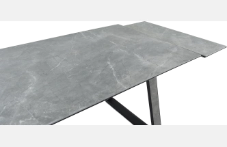 Кухонный обеденный стол Monaco, раздвижной 180, серый, Quadro Bayona Grey natural, черный каркас 