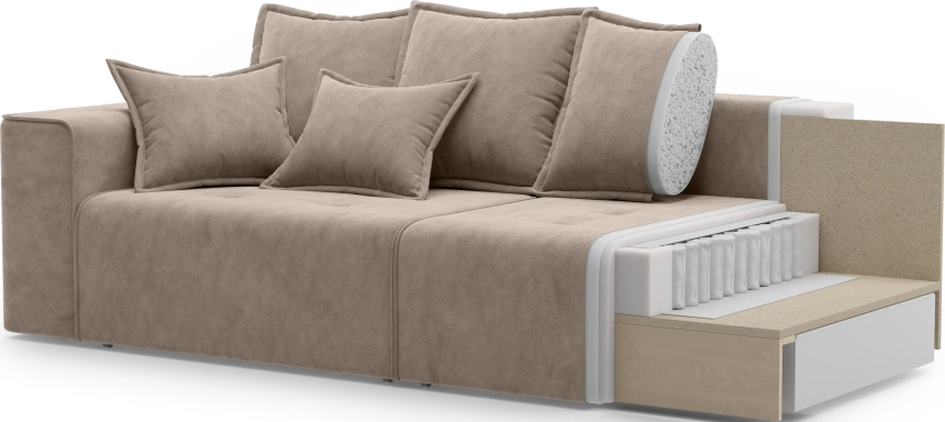 Диван прямой трехместный Венте, модель 035, Danco 290 (коричневый)