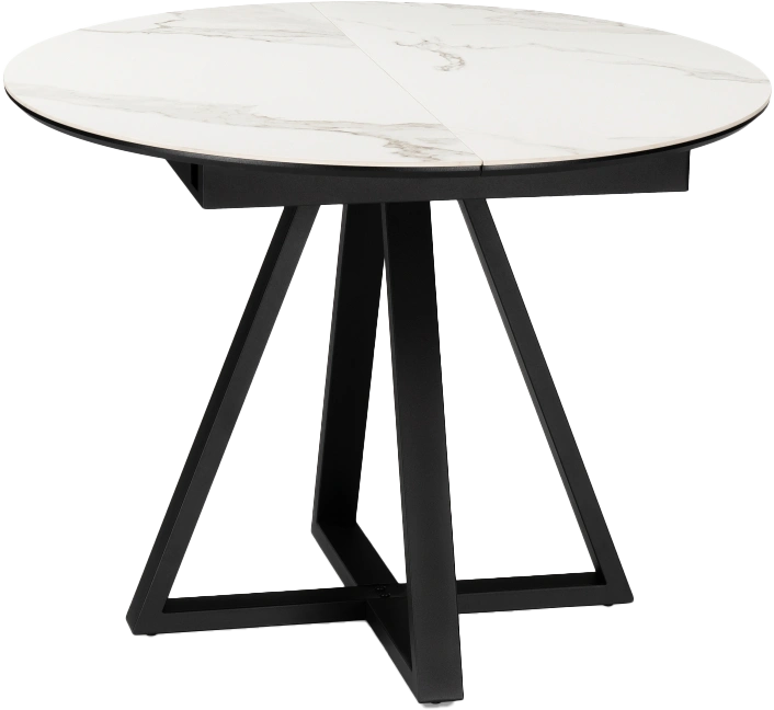 Кухонный стол раздвижной Нельсон, 100(140), керамика, alpine white, каркас черный