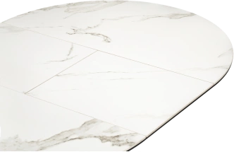 Кухонный стол раздвижной Нельсон, 100(140), керамика, alpine white, каркас черный