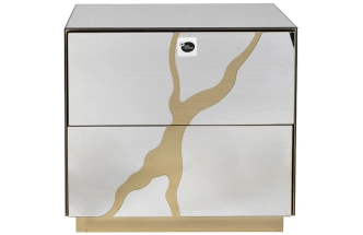 Тумба прикроватная KFG199, с ящиком, зеркальная 