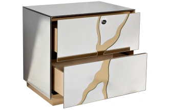 Тумба прикроватная KFG199, с ящиком, зеркальная 