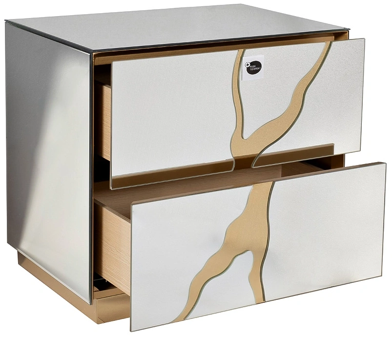 Тумба прикроватная KFG199, с ящиком, зеркальная