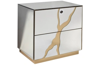 Тумба прикроватная KFG199, с ящиком, зеркальная 