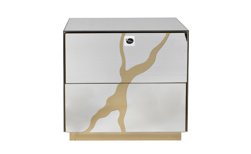 Тумба прикроватная KFG199, с ящиком, зеркальная 