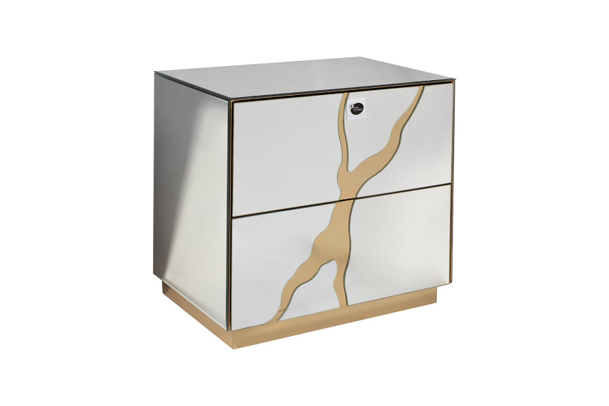 Тумба прикроватная KFG199, с ящиком, зеркальная 