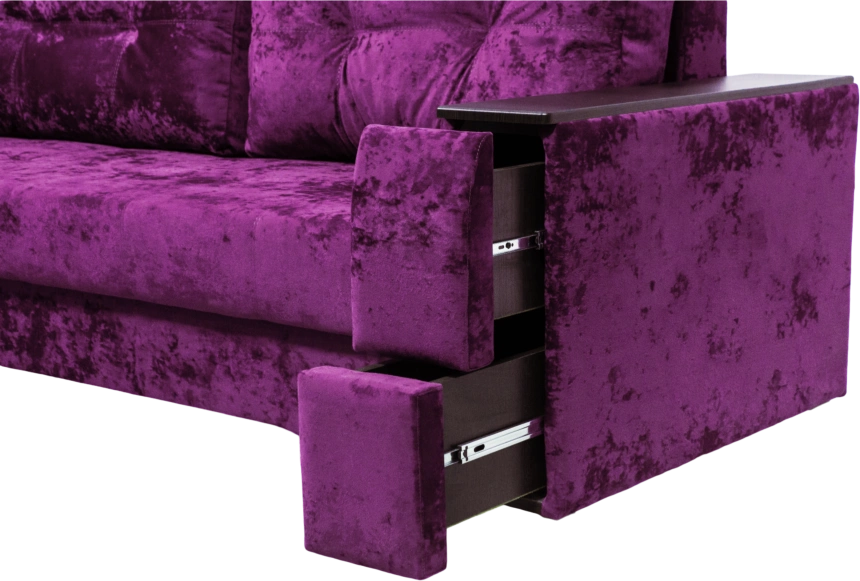 Диван прямой Атлант 2, ткань Plush purple velvet, декор Венге