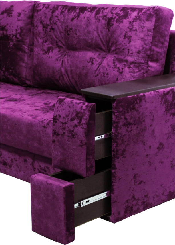 Диван прямой Атлант 2, ткань Plush purple velvet, декор Венге