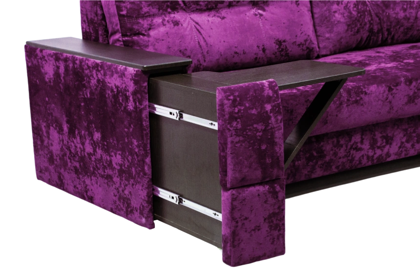 Диван прямой Атлант 2, ткань Plush purple velvet, декор Венге