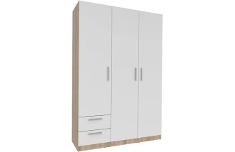 Шкаф трехдверный с ящиками Илга, Дуб сонома / Белый