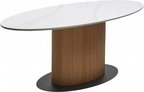 Кухонный стол Cary 220, Белый мрамор M326, каркас oak