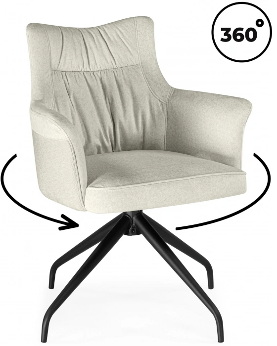 Стул, Kaser, поворотный 360, бежевый / чёрный
