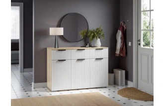 Комод Стокгольм КМ03-1200, дуб сонома / line софт пломбир