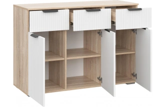 Комод Стокгольм КМ03-1200, дуб сонома / line софт пломбир