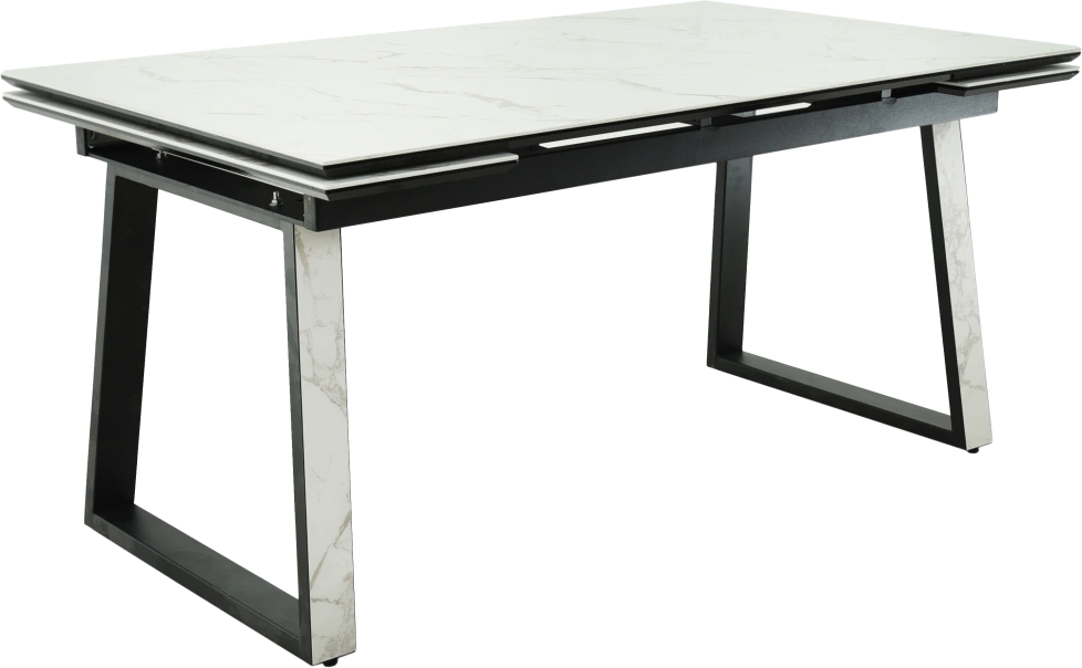 Кухонный обеденный стол Monaco, раздвижной 180, белый  Quadro Calcata vaglioro, каркас черный