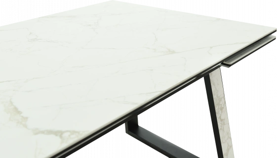 Кухонный обеденный стол Monaco, раздвижной 180, белый  Quadro Calcata vaglioro, каркас черный