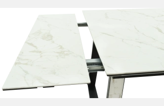 Кухонный обеденный стол Monaco, раздвижной 180, белый  Quadro Calcata vaglioro, каркас черный