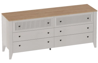 Комод Валенсия, на ножках, с шестью ящиками, персидский жемчуг / дуб натуральный светлый