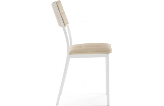 Стул на металлокаркасе Бекал, экокожа бежевый d1 / белый