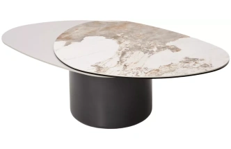 Кофейный стол Niklas, Pandora, керамика на стекле и окрашенный МДФ, темно-серый МДФ каркас