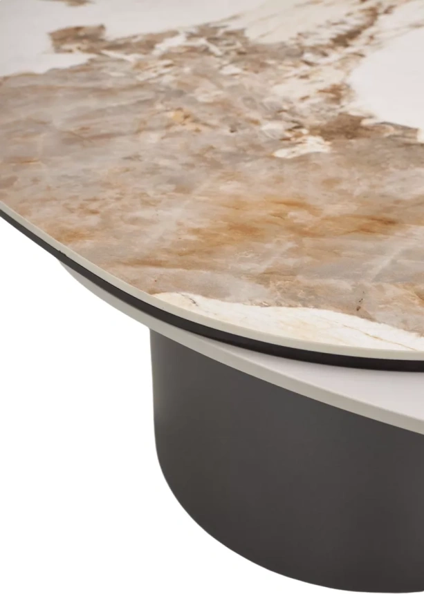 Кофейный стол Niklas, Pandora, керамика на стекле и окрашенный МДФ, темно-серый МДФ каркас