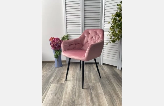 Стул Peru, мягкий, Bluvel-52 Pink, велюр, черный каркас