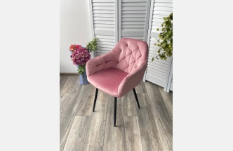 Стул Peru, мягкий, Bluvel-52 Pink, велюр, черный каркас