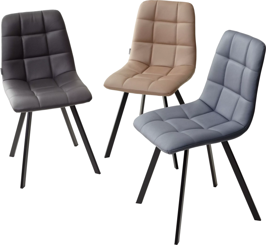 Стул Chilli Square, мягкий, HK017-31 серо-коричневый, PU, черный каркас