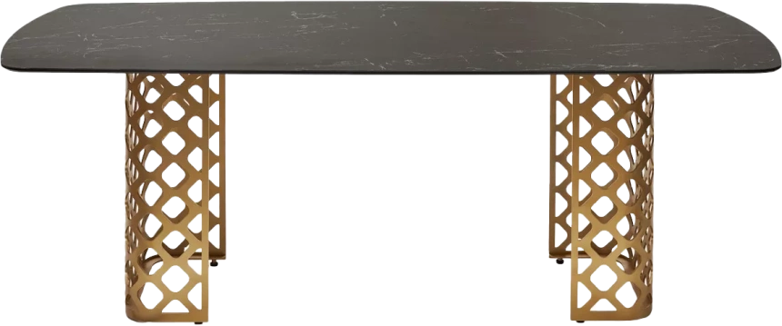 Кухонный стол Chiavari 220, KL-116 Черный мрамор матовый, итальянская керамика, бронзовый каркас