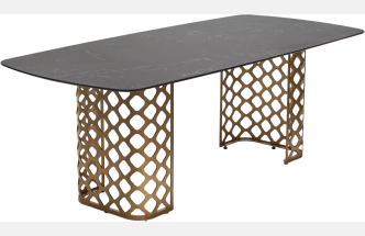 Кухонный стол Chiavari 220, KL-116 Черный мрамор матовый, итальянская керамика, бронзовый каркас