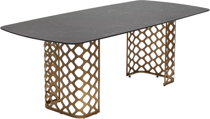 Кухонный стол Chiavari 220, KL-116 Черный мрамор матовый, итальянская керамика, бронзовый каркас