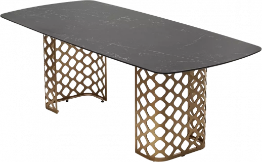 Кухонный стол Chiavari 220, KL-116 Черный мрамор матовый, итальянская керамика, бронзовый каркас