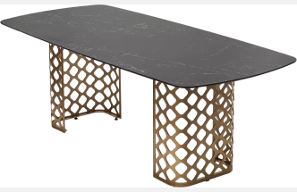 Кухонный стол Chiavari 220, KL-116 Черный мрамор матовый, итальянская керамика, бронзовый каркас