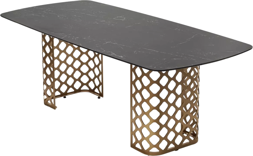 Кухонный стол Chiavari 220, KL-116 Черный мрамор матовый, итальянская керамика, бронзовый каркас