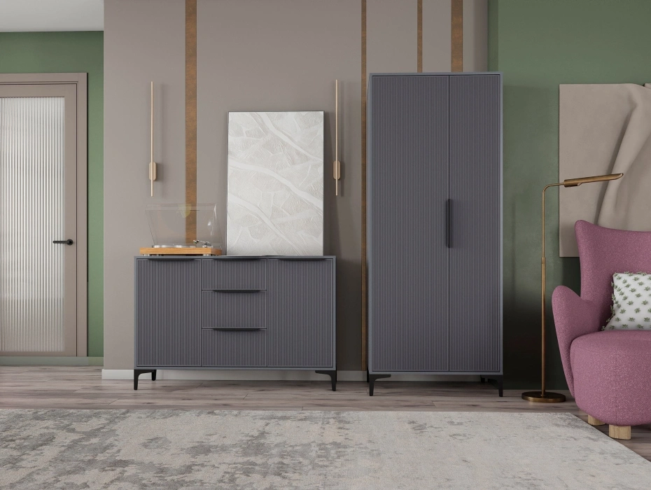 Модульная гостиная Иадама, комплектация 3, графит / графит софт