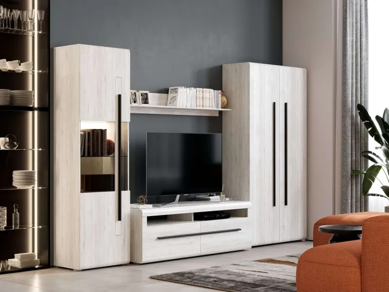 Шкаф-витрина однодверный Ницца, с полками, дуб винтерберг