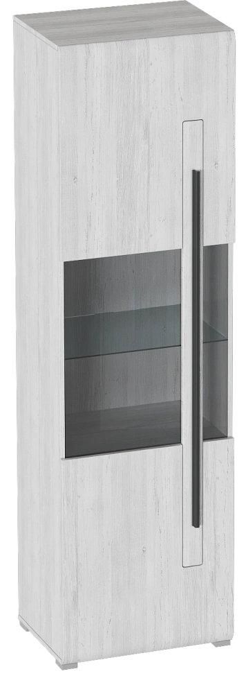 Шкаф-витрина однодверный Ницца, с полками, дуб винтерберг